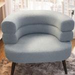 Luxe Sherpa Armstoel voor Kleine Ruimtes Gezellige Pluizige Zijhoek Sofa Stoel voor Woonkamer Slaapkamer Kantoor Leeshoek Lichtblauw (Zithoogte 47cm)