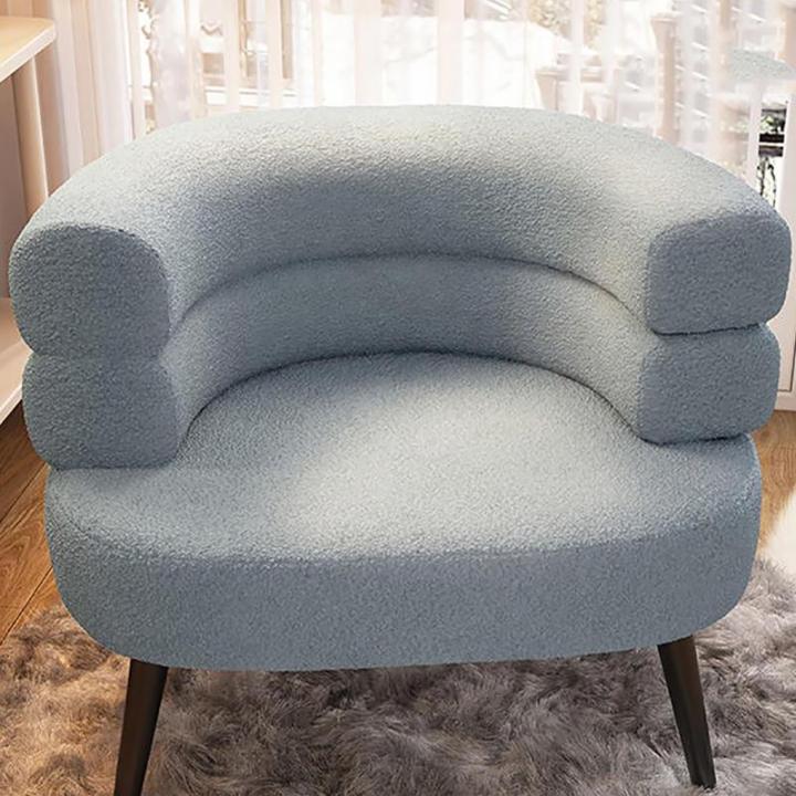 Luxe Sherpa Armstoel voor Kleine Ruimtes Gezellige Pluizige Zijhoek Sofa Stoel voor Woonkamer Slaapkamer Kantoor Leeshoek Lichtblauw (Zithoogte 47cm)