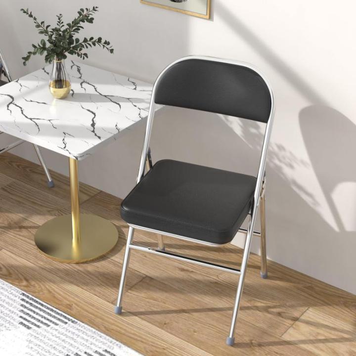Klapstoel, gevoerde draagbare klapstoelen, metalen frame van staal, 150 kg draagkracht, klapstoel, kunstleer, zwart, bureaustoel voor feestjes, bruiloften, picknicks, campingstoele