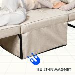 Fauteuil met kruk slaapstoel inklapbaar met bedfunctie met slaapfunctie om te zetten stoel bed uitschuifbare slaapstoel belastbaar tot 300 kg, beige