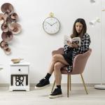 Gestoffeerde fauteuil met schelp-rugleuning van poederfluweel met poten van goud, stoel voor woonkamer en slaapkamer, super comfortabel, relaxstoel 69 x 71 x 84 cm