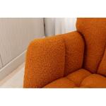 Moderne Teddy Stof Relax Schommelstoel met Tufted Wingback Gestoffeerde Gewatteerde Zitting en Massief Houten Benen Stijlvolle Lounge Stoel voor Woonkamer Slaapkamer Nursery Oranje
