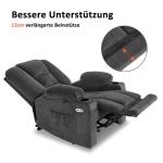 Televisiestoel, elektrisch verstelbaar, relaxstoel met ligfunctie, tv-stoel met massage en warmtefunctie, USB en bekerhouder, woonkamer (stof, donkergrijs)