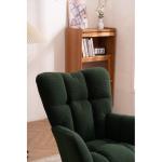Moderne Tufted Wingback Schommelstoel met Gewatteerde Zitting en Massief Houten Benen voor Woonkamer Slaapkamer Nursery Groen