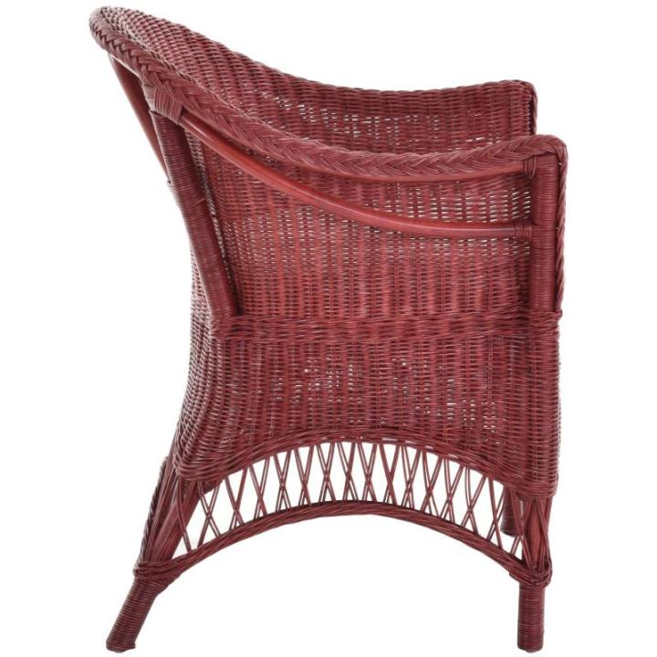 Rotan fauteuil landhuis gevlochten stoel van natuurlijk rotan rotan rotan stoel rieten stoel serre (bordeaux rood, met kussen)
