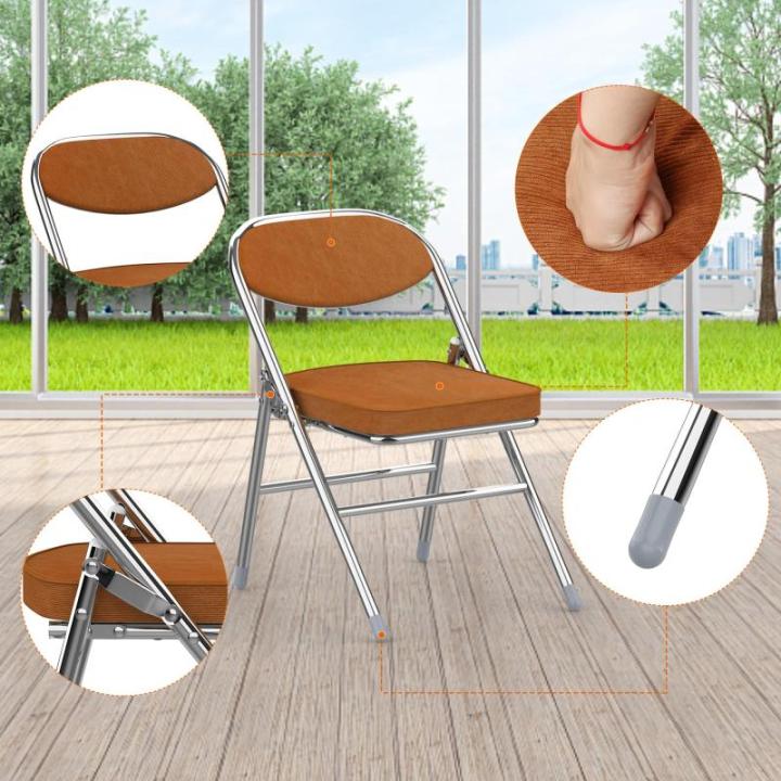 Klassieke klapstoel, gevoerd, corduroy klapstoelen met metalen frame, klapstoel, 100 kg belastbaar, campingstoel, balkonstoelen, 1 x vouwstoel voor huishoudelijk gebruik en camping