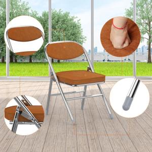 Set van 2 klapstoelen, gewatteerd, klapstoelen met metalen frame, klapstoel, campingstoel, klapstoel, balkon, tuin, stoelen, oranje, 100 kg belastbaar voor gasten en evenementen