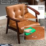 Stoel woonkamer retro houten stoel lounge stoel gestoffeerde stoel met armleuningen retro stoel middeleeuws houten frame designstoel van kunstleer en eiken, geschikt voor slaapkame