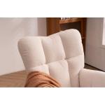 Moderne Wingback Tufted Schommelstoel met Gewatteerde Zitting en Massief Houten Poten Wit