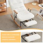 Comfortabele schommelstoel met zwaartekrachtverstelling, handmatig voetsteunmechanisme, stabiele en antislip ligfunctie, schommelstoel, loungestoel (wit)