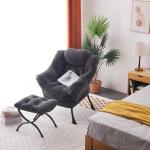 Lazy Chair Moderne lounge-accentstoel met armleuningen en een zijzak, gestoffeerde bankstoelset voor vrije tijd, leesstoel met voetensteun voor kleine ruimtes, hoekstoel