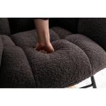 Moderne Tufted Wingback Schommelstoel Gestoffeerd in Teddy Stof Ontspannende Lounge Fauteuil met Massief Houten Benen voor Woonkamer Slaapkamer Kwekerij Gewatteerde Zitting Grijze 