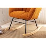 Moderne Teddy Stof Relax Schommelstoel met Tufted Wingback Gestoffeerde Gewatteerde Zitting en Massief Houten Benen Stijlvolle Lounge Stoel voor Woonkamer Slaapkamer Nursery Oranje