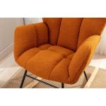 Moderne Teddy Stof Relax Schommelstoel met Tufted Wingback Gestoffeerde Gewatteerde Zitting en Massief Houten Benen Stijlvolle Lounge Stoel voor Woonkamer Slaapkamer Nursery Oranje