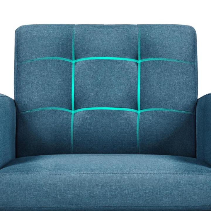 Fauteuil Wingstoel met armleuningen, comfortabel en modern, televisiestoel, relaxstoel, woonkamer, clubstoel, sofa, 136 kg belastbaar, blauw