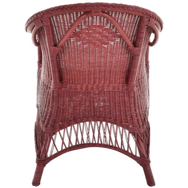 Rotan fauteuil landhuis gevlochten stoel van natuurlijk rotan rotan rotan stoel rieten stoel serre (bordeaux rood, met kussen)