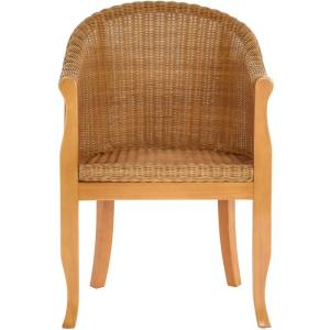 Club rotan stoel met houten poten, fauteuil van echt rotan ohne Polster Honing - donker