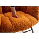Moderne Teddy Stof Relax Schommelstoel met Tufted Wingback Gestoffeerde Gewatteerde Zitting en Massief Houten Benen Stijlvolle Lounge Stoel voor Woonkamer Slaapkamer Nursery Oranje