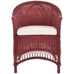 Rotan fauteuil landhuis gevlochten stoel van natuurlijk rotan rotan rotan stoel rieten stoel serre (bordeaux rood, met kussen)