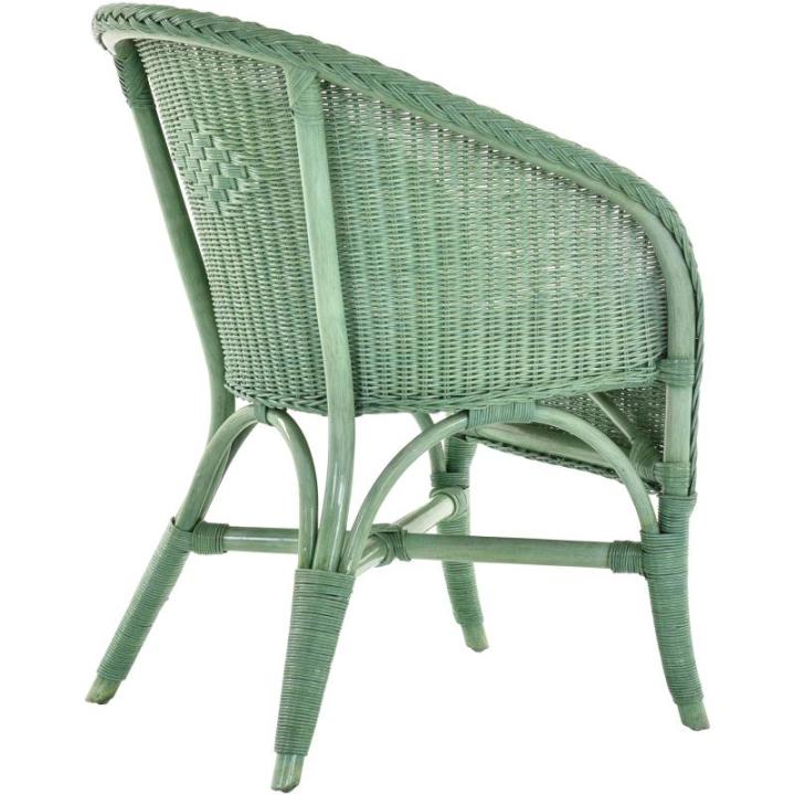 Klassieke rotan clubstoel incl. bekleding beige rotan stoel gevlochten stoel (groen)