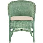 Klassieke rotan clubstoel incl. bekleding beige rotan stoel gevlochten stoel (groen)