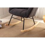 Moderne Tufted Wingback Schommelstoel Gestoffeerd in Teddy Stof Ontspannende Lounge Fauteuil met Massief Houten Benen voor Woonkamer Slaapkamer Kwekerij Gewatteerde Zitting Grijze 