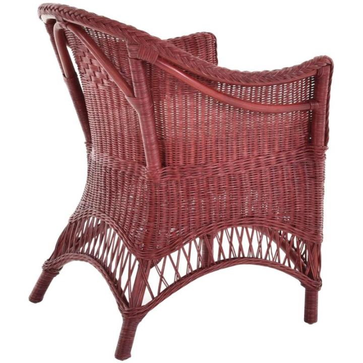 Rotan fauteuil landhuis gevlochten stoel van natuurlijk rotan rotan rotan stoel rieten stoel serre (bordeaux rood, met kussen)