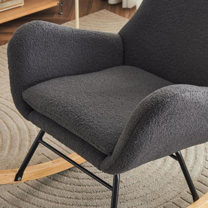 Fautedy Fautedy, moderne stijl, lounge relaxstoel voor kinderen, jongeren, cadeau, tv-stoel, stoel, stoel, woonkamer, schommelstoel (grijs)