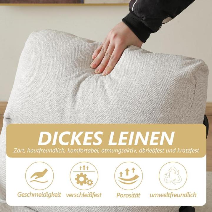 Fauteuil, woonkamer, stoffen gestoffeerde stoel, modern, metaal, loungestoel met houten armleuningen, stoel, katoen en linnen, relaxstoel voor slaapkamer, wit