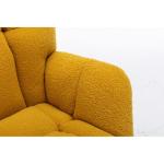 Moderne Teddy Stof Tufted Wingback Schommelstoel met Gewatteerde Zitting en Massief Houten Benen Gele Kleur Ideaal voor Woonkamer Slaapkamer en Kinderkamer