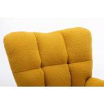 Moderne Teddy Stof Tufted Wingback Schommelstoel met Gewatteerde Zitting en Massief Houten Benen Gele Kleur Ideaal voor Woonkamer Slaapkamer en Kinderkamer